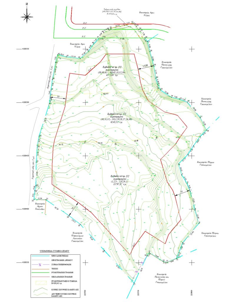 Αεροφωτογραφία οικοπέδου με όρια ιδιοκτησίας